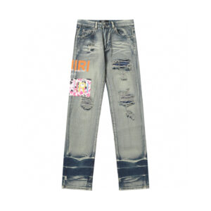 AMIRI Embroidered Distressed Denim Pants Pierced Streetwear Fit