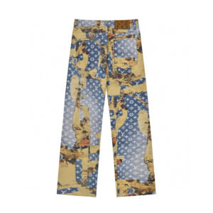Louis Vuitton 23SS Floral Printed Jeans Washed & Distressed Edition