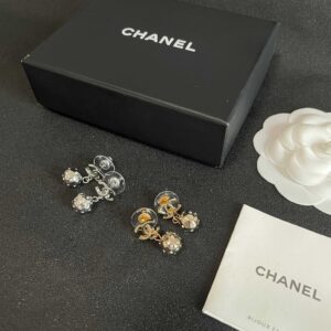 Chanel Vintage Double CC Stud Earrings Classic Elegant Luxury Design
