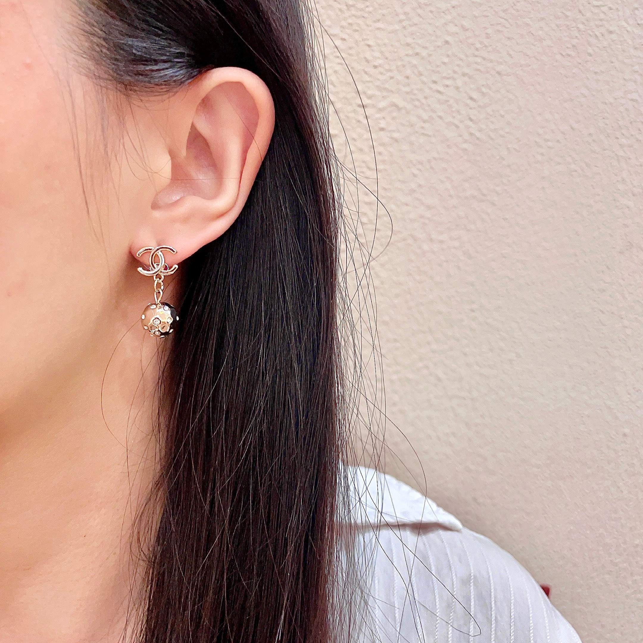 Chanel Vintage Double CC Stud Earrings Classic Elegant Luxury Design - Image 3
