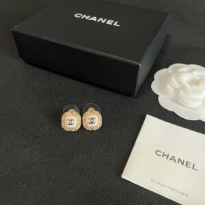 Chanel Vintage Double CC Stud Earrings Classic Elegant Luxury Design