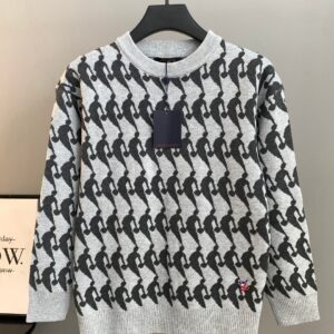 Louis Vuitton NBA Co Branded Logo Knit Sweater Gray Full Print Premium Designer Pullover