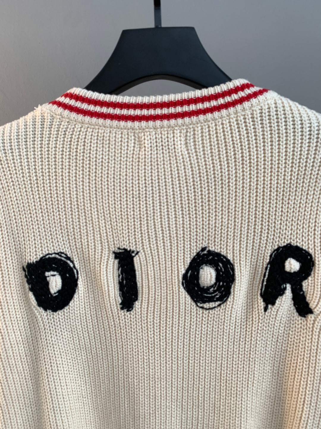 Dior Small Dinosaur Pattern Knit Sweater Beige Round Neck Premium Designer Pullover - Image 3