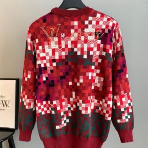 Louis Vuitton 2026 New Year Camouflage Mosaic Jacquard Knit Sweater Premium Heavy Cotton Pullover
