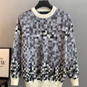 Louis Vuitton 2026 New Year Camouflage Mosaic Jacquard Knit Sweater Premium Cotton Designer Pullover