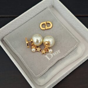 Dior CD Pentagram Pearl Earrings Latest Luxury Statement Design in ZP Brass