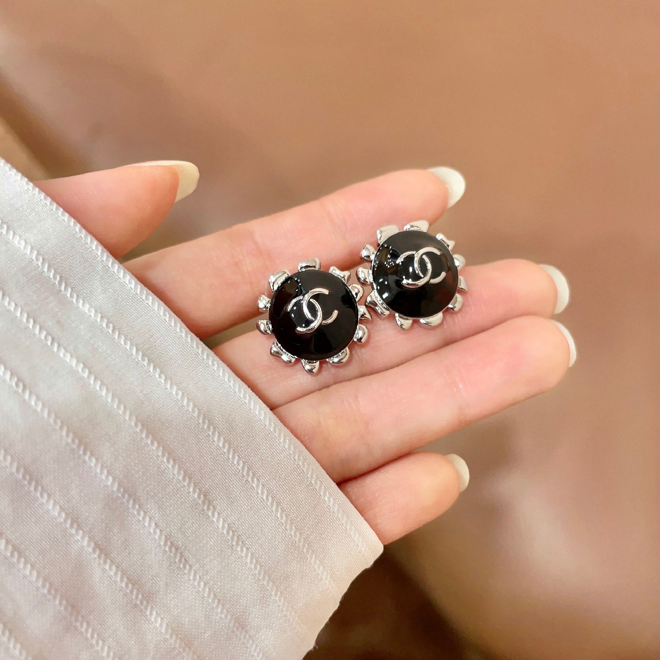Chanel Classic Double C Color Block Earrings Elegant Two-Tone Luxury Design