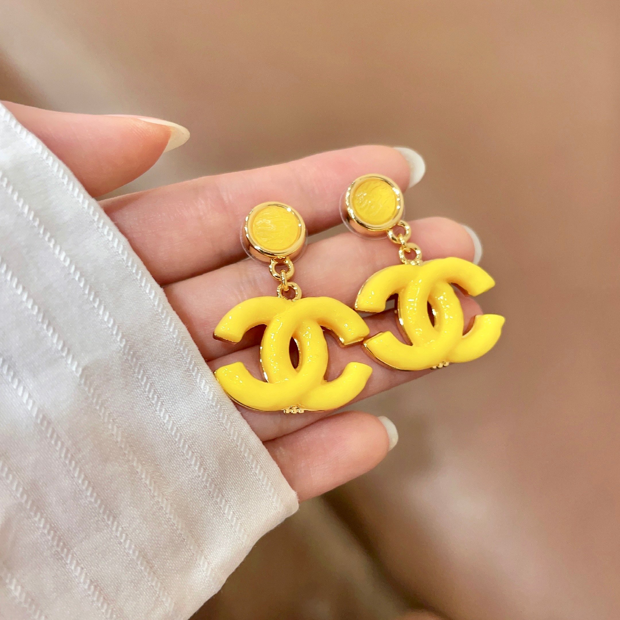 Chanel Medieval Letter Earrings Vintage Luxe Elegant Statement