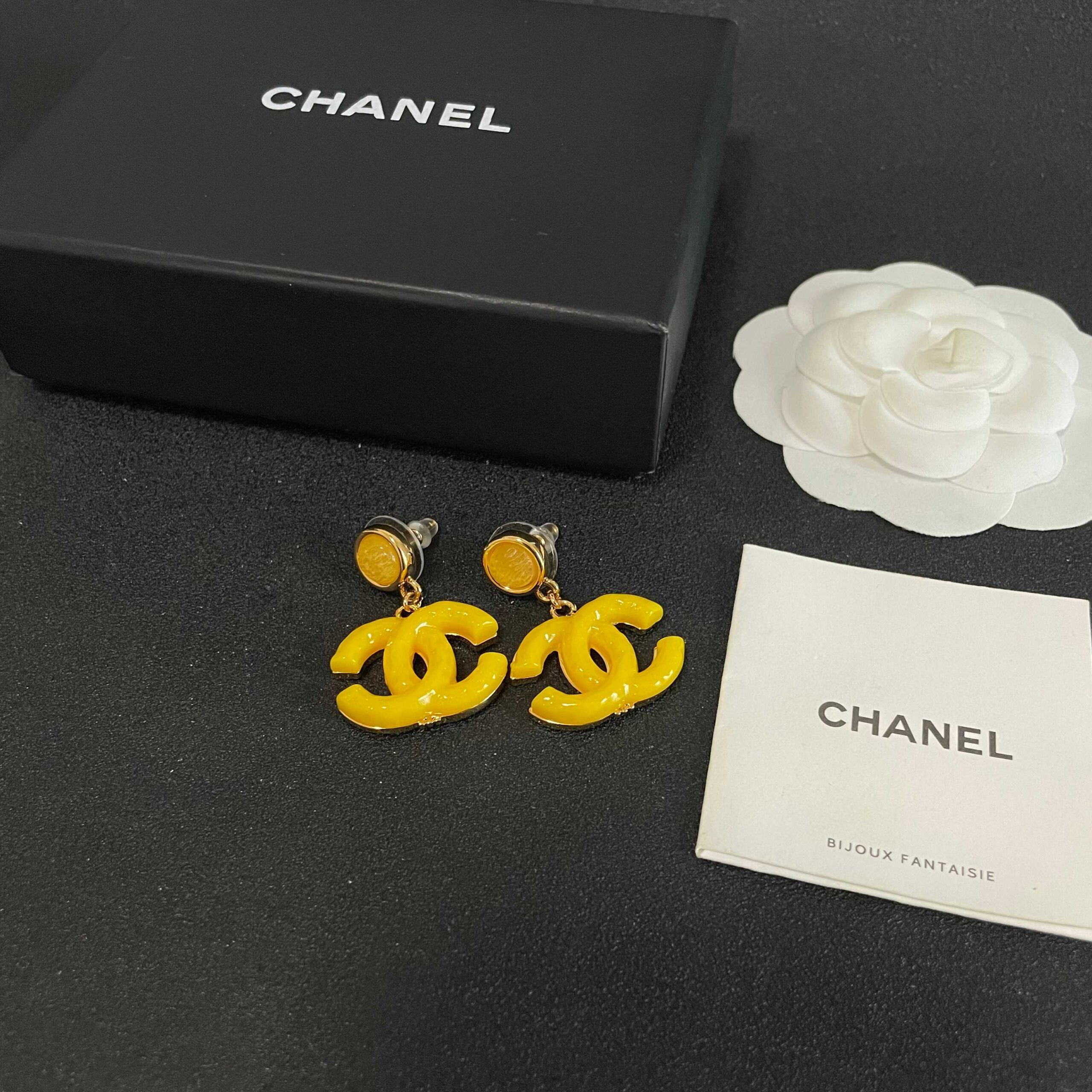 Chanel Medieval Letter Earrings Vintage Luxe Elegant Statement - Image 2