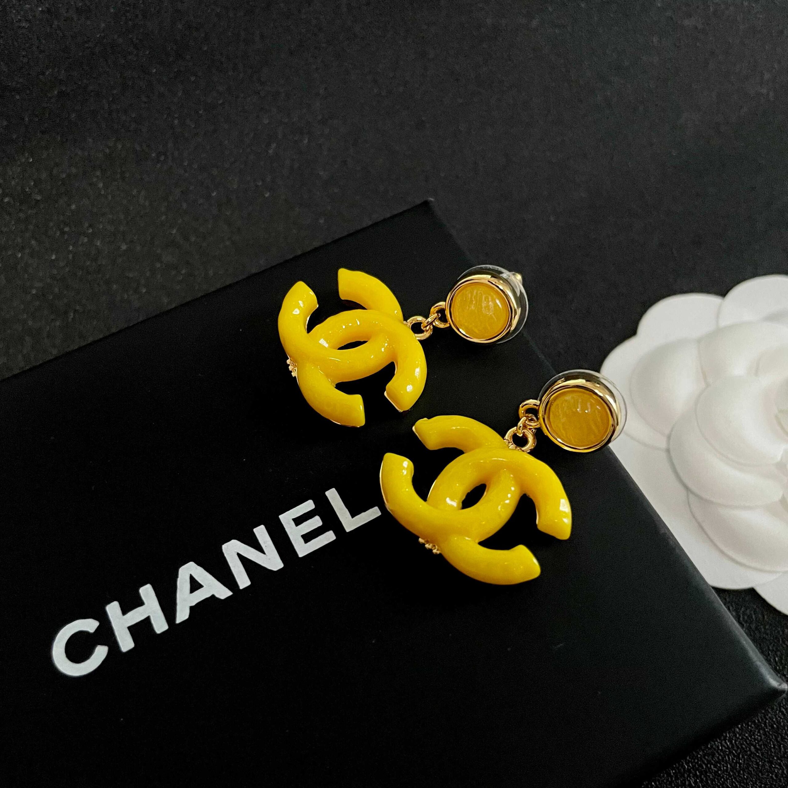 Chanel Medieval Letter Earrings Vintage Luxe Elegant Statement - Image 3