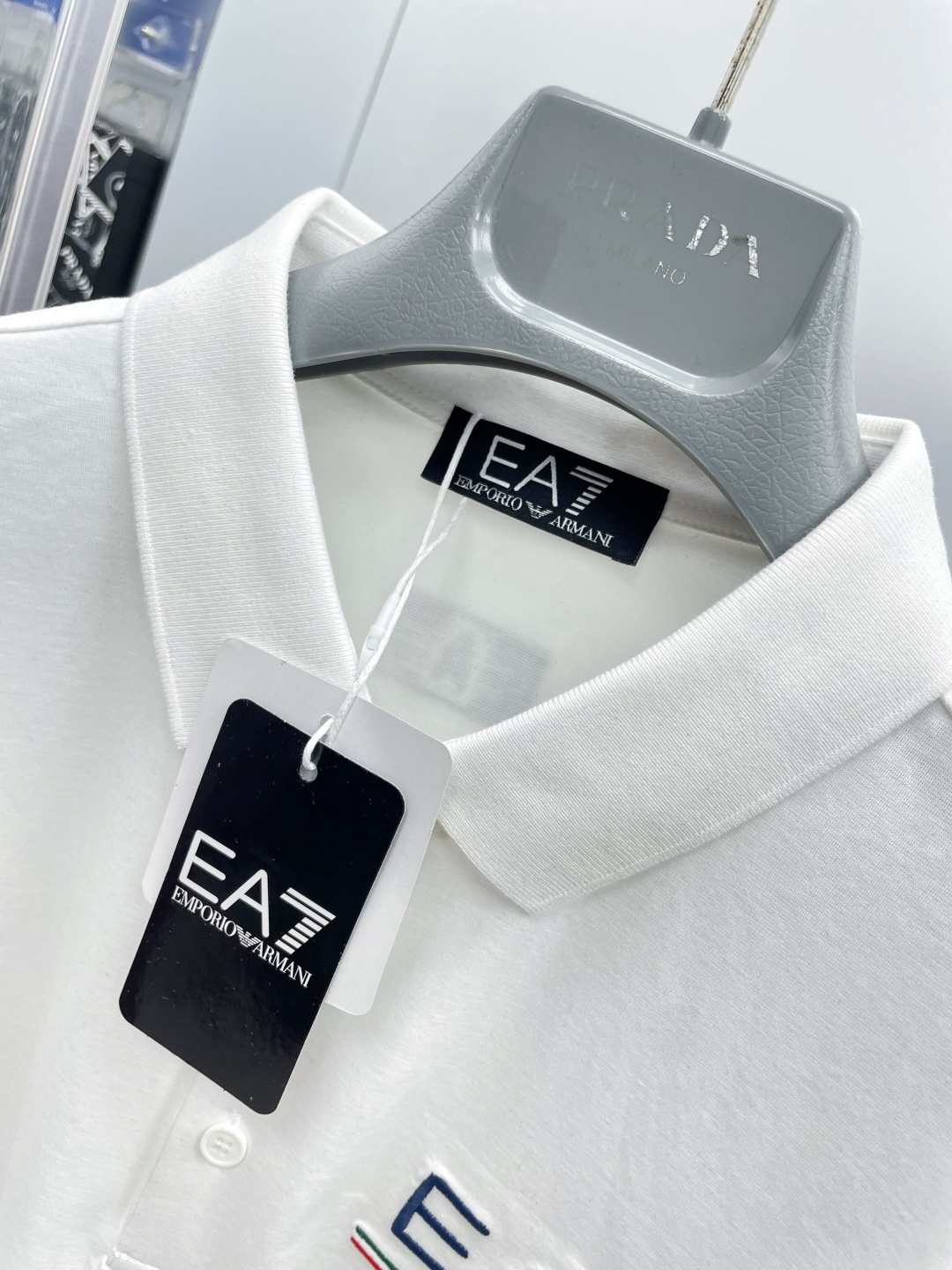 Armani 25SS EA7 Logo Polo T-Shirt Premium Silk Cotton Fit - Image 7