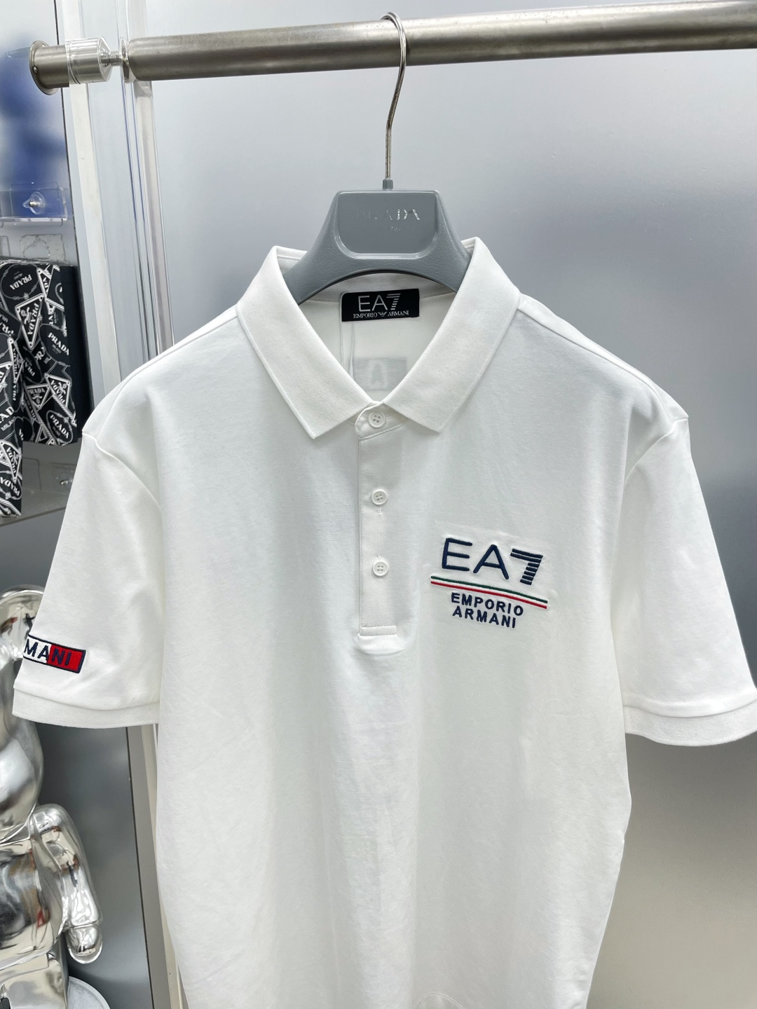 Armani 25SS EA7 Logo Polo T-Shirt Premium Silk Cotton Fit - Image 5