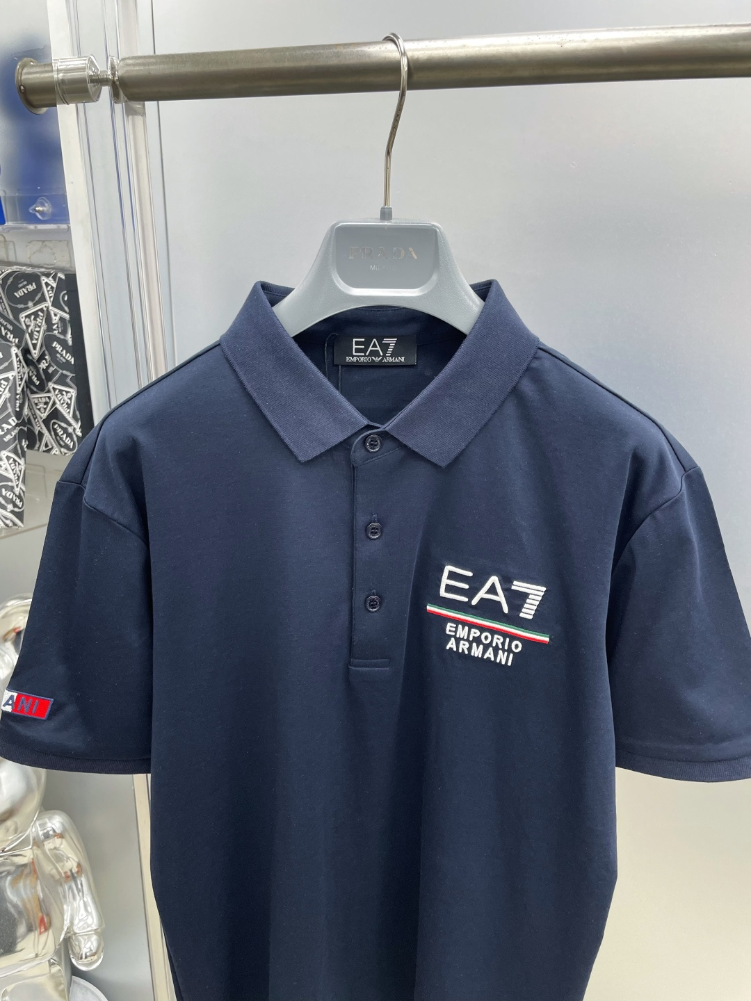Armani 25SS EA7 Embroidered Logo Polo T-Shirt Premium Silk Cotton Edition - Image 4