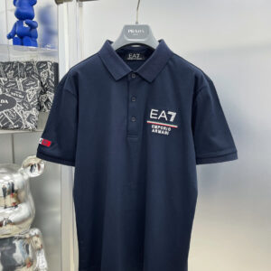 Armani 25SS EA7 Embroidered Logo Polo T-Shirt Premium Silk Cotton Edition