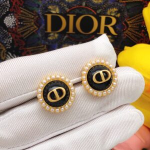 Dior CD Pearl Stud Earrings Collection Purple, Red, Black & White Luxury ZP Brass Design