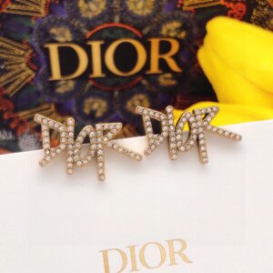 Dior Mini Letter Stud Earrings DED0122 ZP Brass Signature Elegant Design