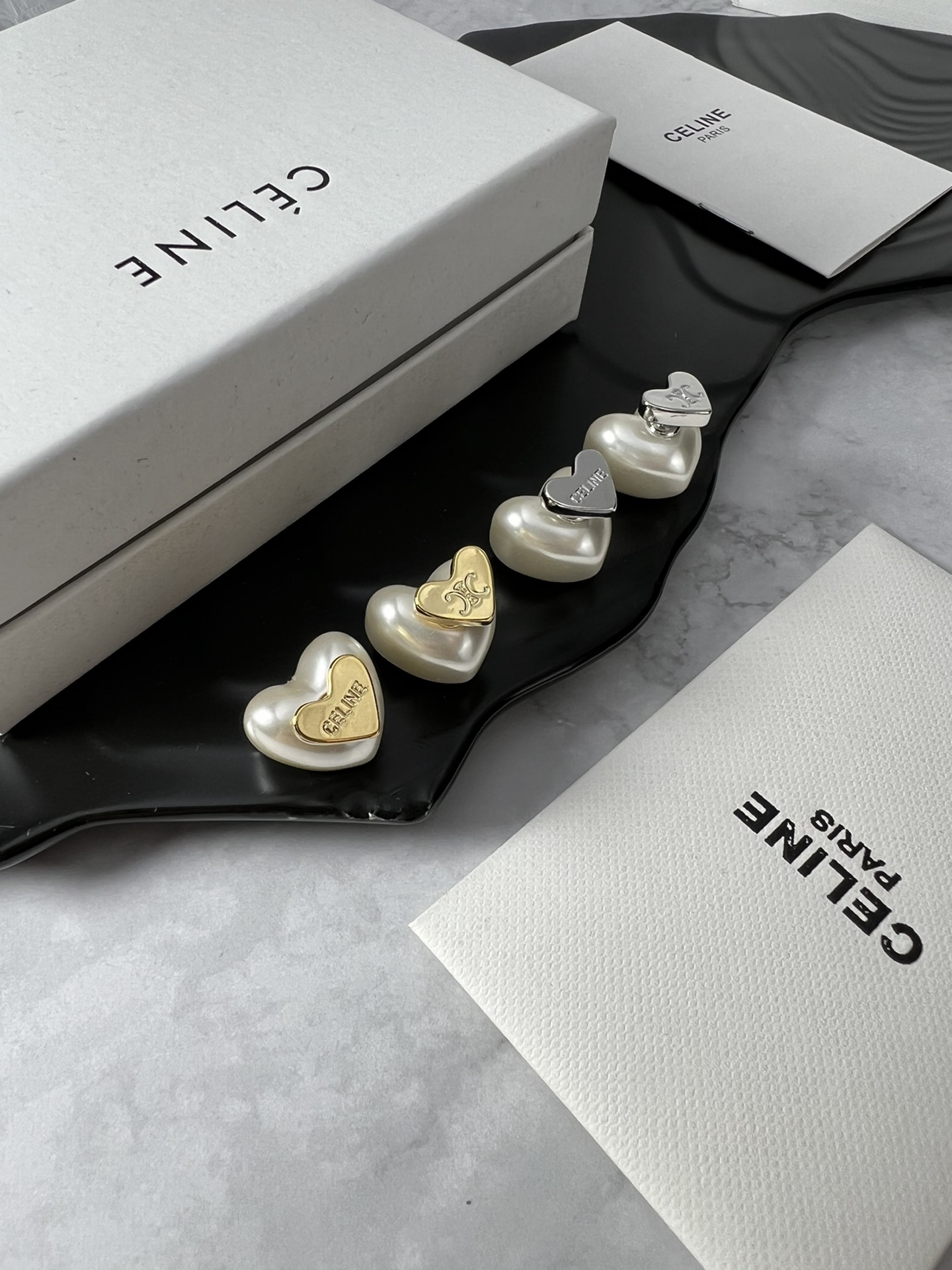 Celine Love Pearl Earrings Elegant Minimalist Luxury Design (YHED055) - Image 2
