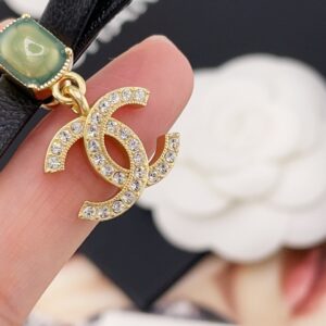 Chanel Leather Bow Green Enamel CC Earrings 0800110 Swarovski Luxury Statement Design (Copy)