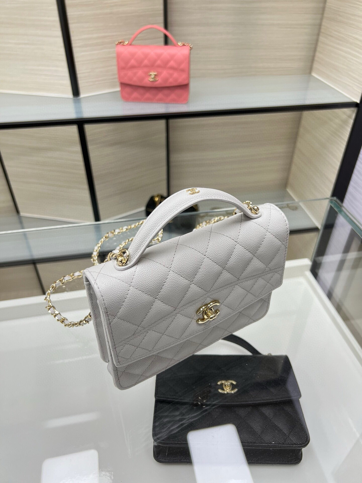 Ohanel 25C New Leather Logo Handbag 3 in 1 Backpack Shoulder and Crossbody Compact 14x18x3cm - Image 5