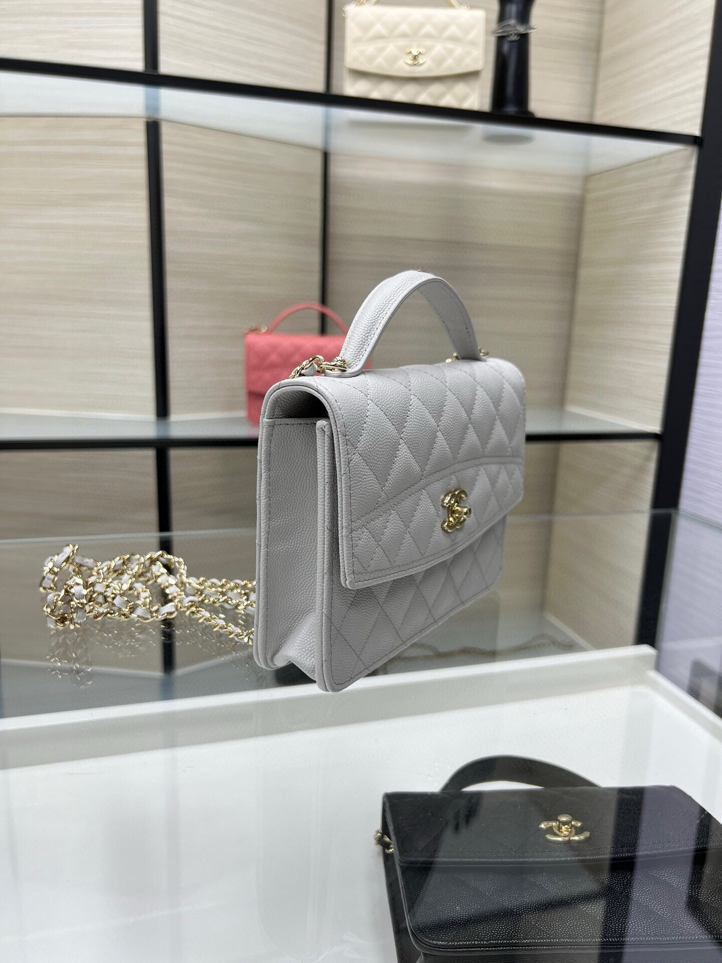 Ohanel 25C New Leather Logo Handbag 3 in 1 Backpack Shoulder and Crossbody Compact 14x18x3cm