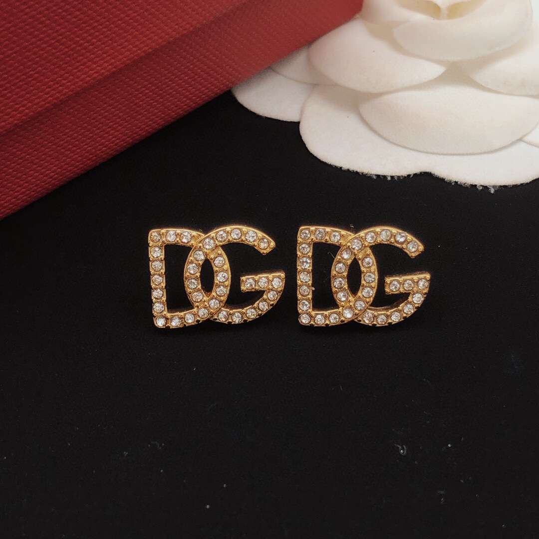 Dolce & Gabbana Diamond Stud Earrings DGED0018 ZP Brass Luxury Sparkle Design - Image 4