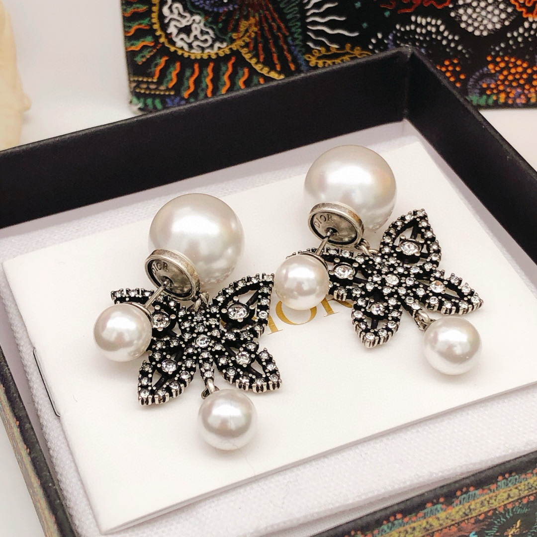 Dior Butterfly Stud Earrings DED0541 Elegant ZP Brass Luxury Design