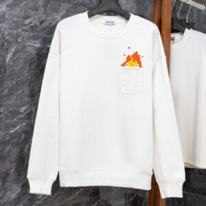 LOEWE J0202 Flame Garden Embroidered Hoodie 460g Heavyweight Cotton