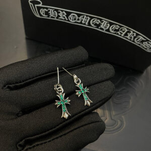 Chrome Hearts Vintage Cross Stud Earrings Retro Punk Sterling Silver Design