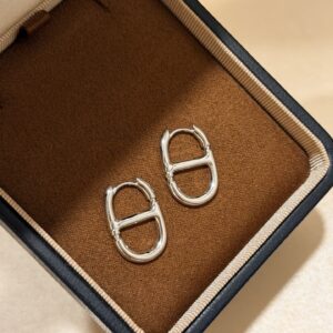 Hermès Pig Nose Hoop Earrings A7106 S925 Silver Gold-Plated Classic Luxury Design (Copy)