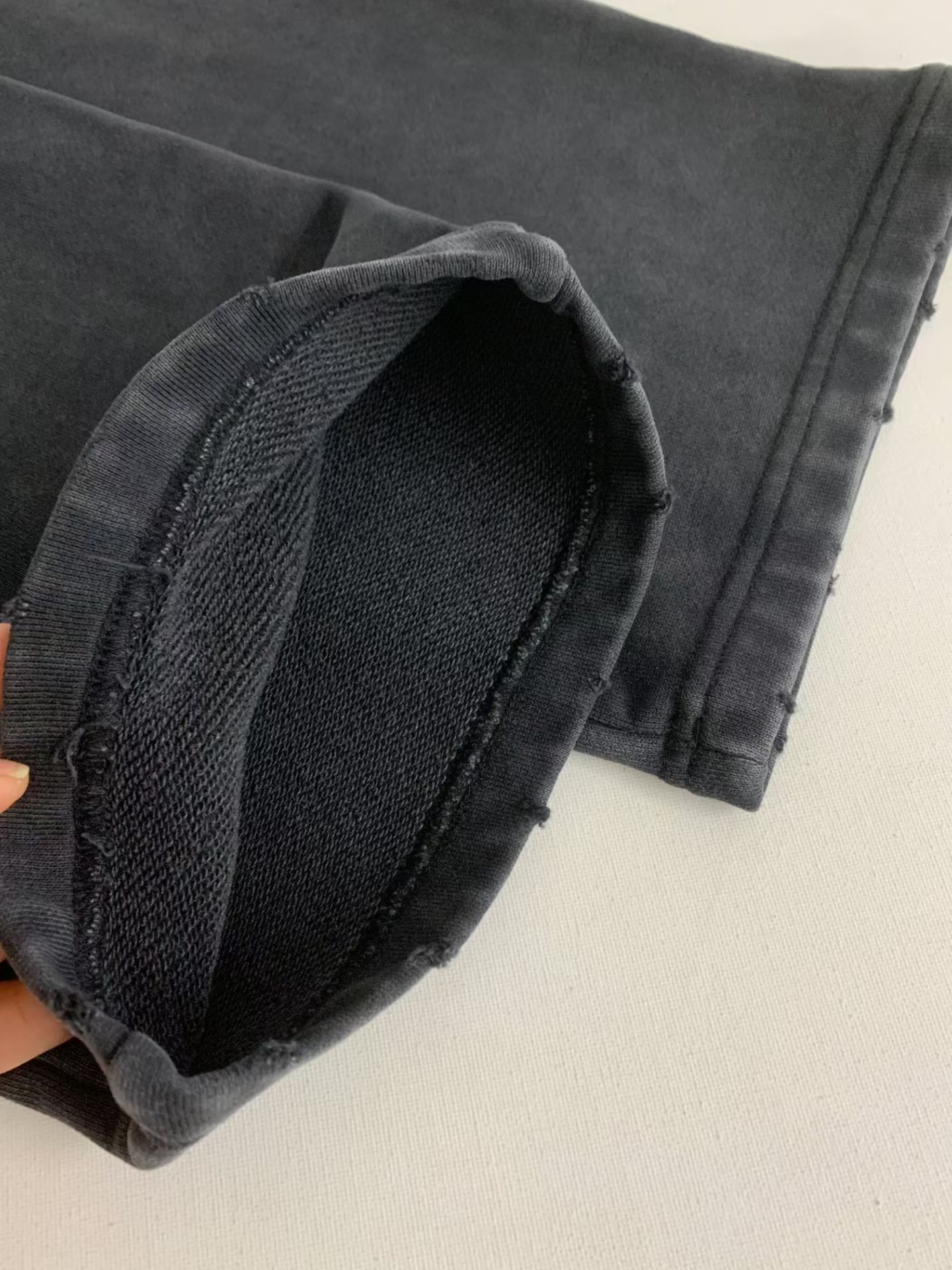 Balenciaga Washed Black Irregular Logo Sweatpants Oversized Wide Fit Designer Trousers - Image 3