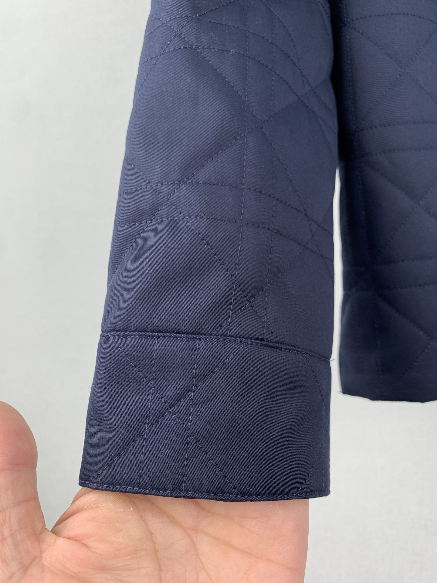 Dior Plaid Leather Label Lapel Jacket Navy Cotton Premium Designer Outerwear - Image 6