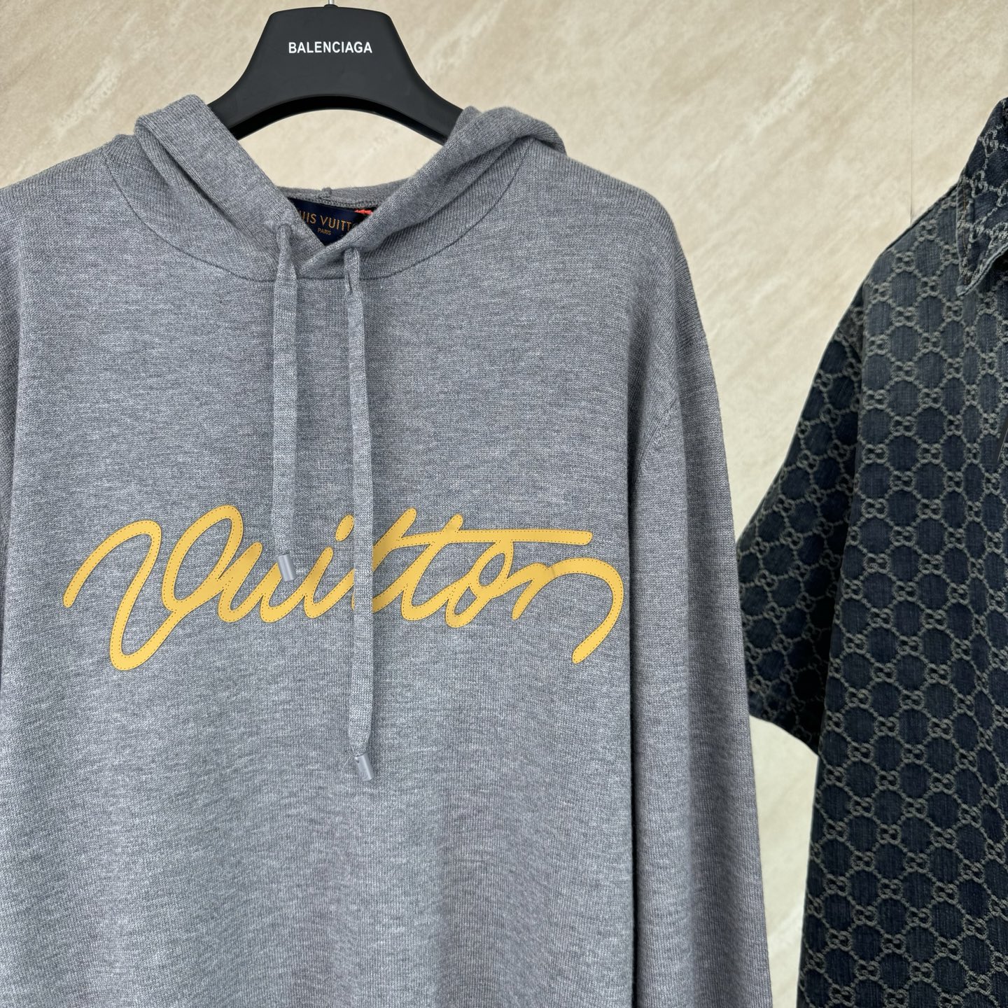 Louis Vuitton SS26 Trunk Leather Logo Embroidered Knit Hooded Sweater Premium Designer Hoodie S to XL - Image 6