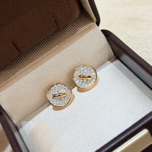 Shangmei Liens Edge Crossbar Diamond Earrings A7419 S925 Silver Gold-Plated Luxury Design