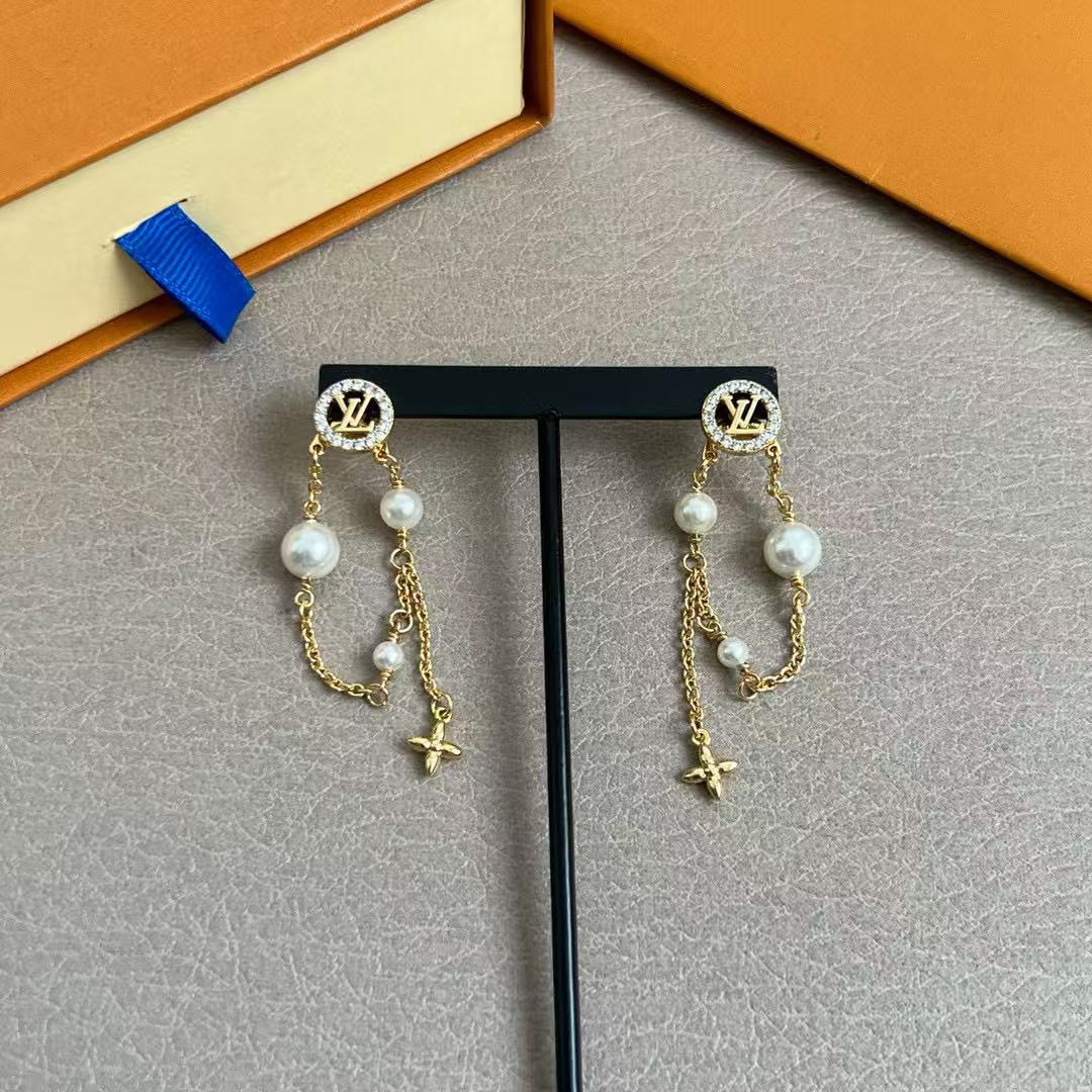 Louis Vuitton Style LV Letter Earrings Precision Craft Polished Luxury Design