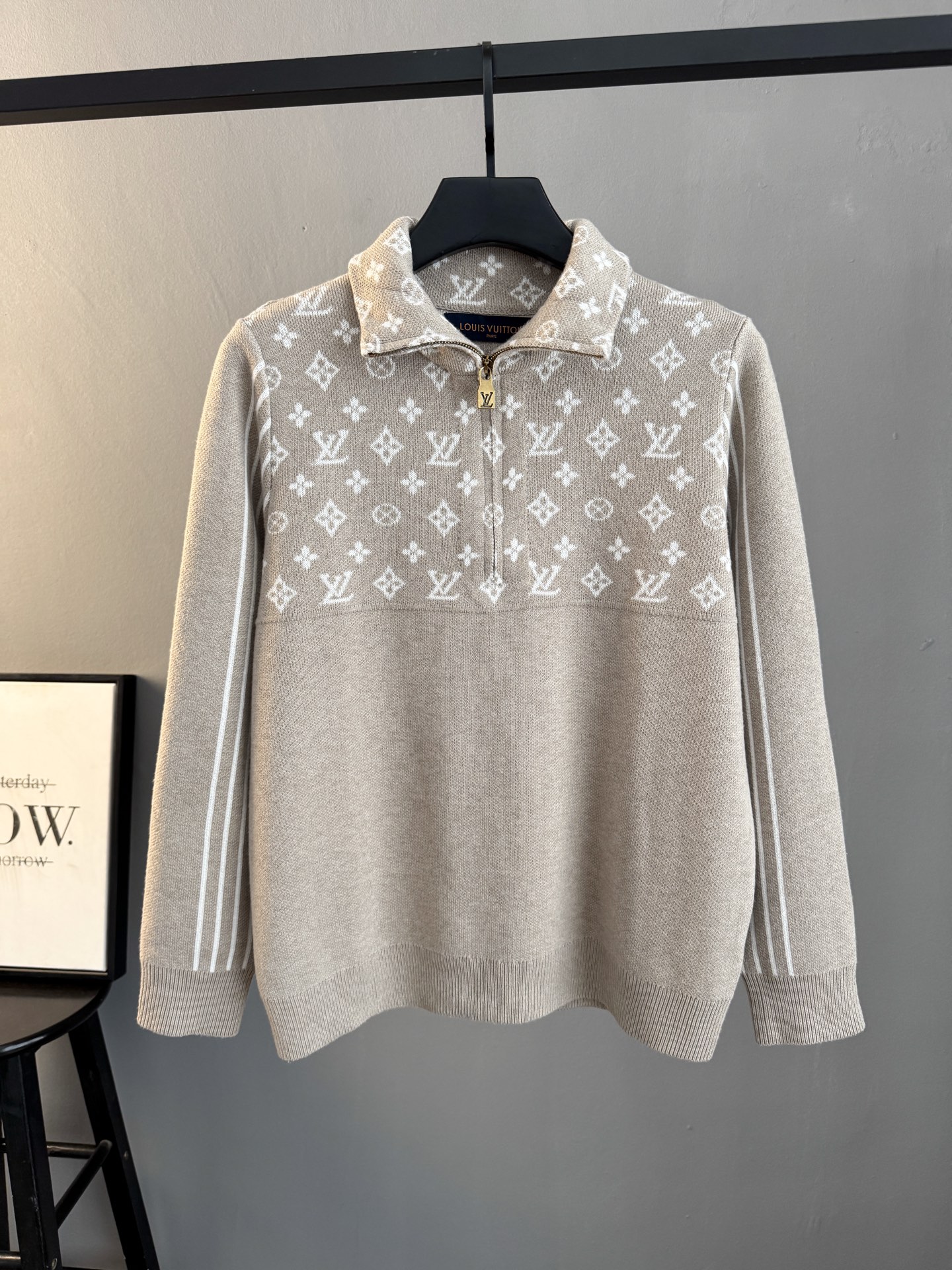 Louis Vuitton Ski Series Half Zip High Neck Embroidered Sweater Premium Wool Blend Knit