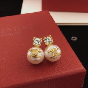 Celine Style Pearl Earrings ZP Brass Elegant Minimalist Design