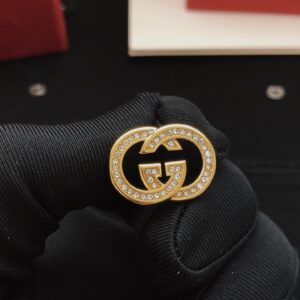 Gucci Style Round Diamond Stud Earrings ZP Brass Elegant Luxury Design