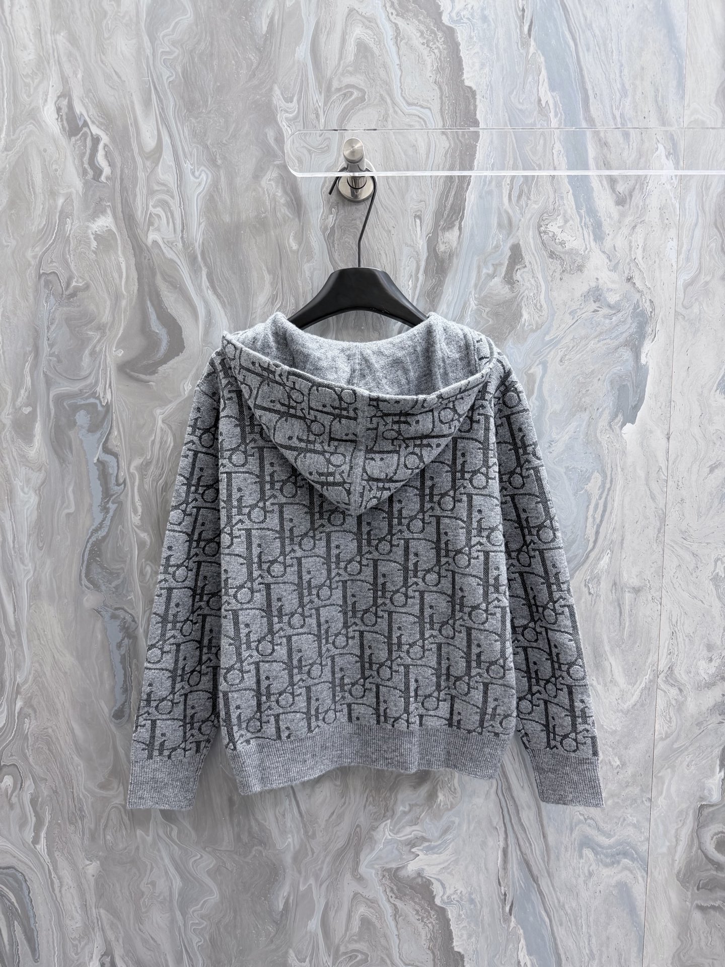 Dior 2026 Oblique Zip Cardigan Gray Wool Blend Knit Premium Designer Sweater Size S - Image 3