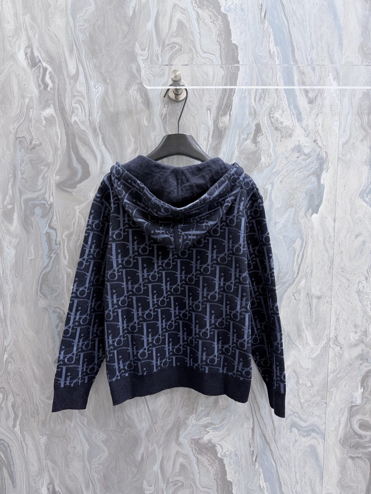 Dior 2026 Oblique Zip Cardigan Navy Wool Blend Knit Premium Designer Sweater - Image 5