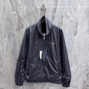Prada 2026 Logo Label Stand Collar Zip Jacket Premium Two Sided Design Men’s Long Sleeve