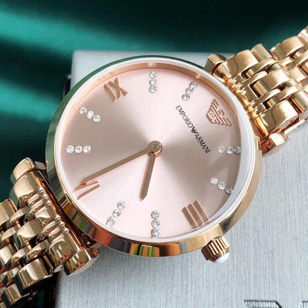 Armani Inspired Champagne Gold Women’s Watch Steel Bracelet Elegant Luxury Timepiece - Image 4
