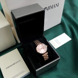 Armani Inspired Champagne Gold Women’s Watch Steel Bracelet Elegant Luxury Timepiece