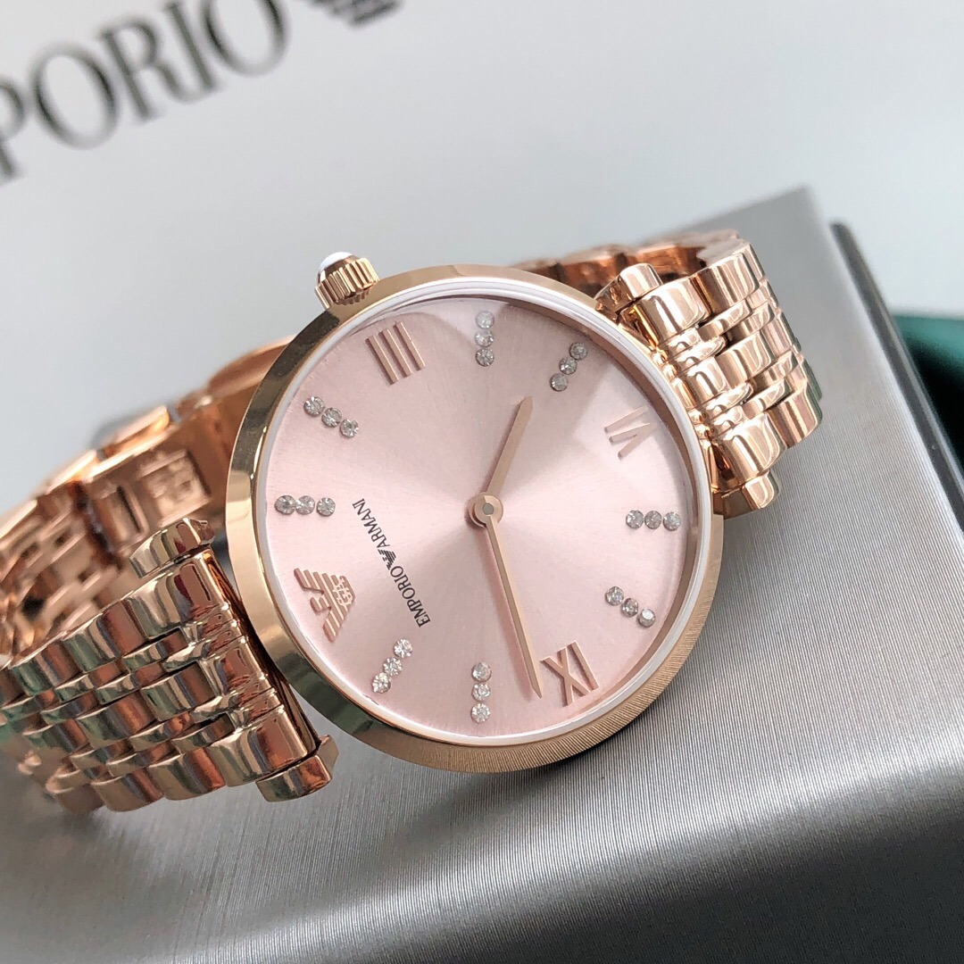 Armani Inspired Champagne Gold Women’s Watch Steel Bracelet Elegant Luxury Timepiece - Image 3