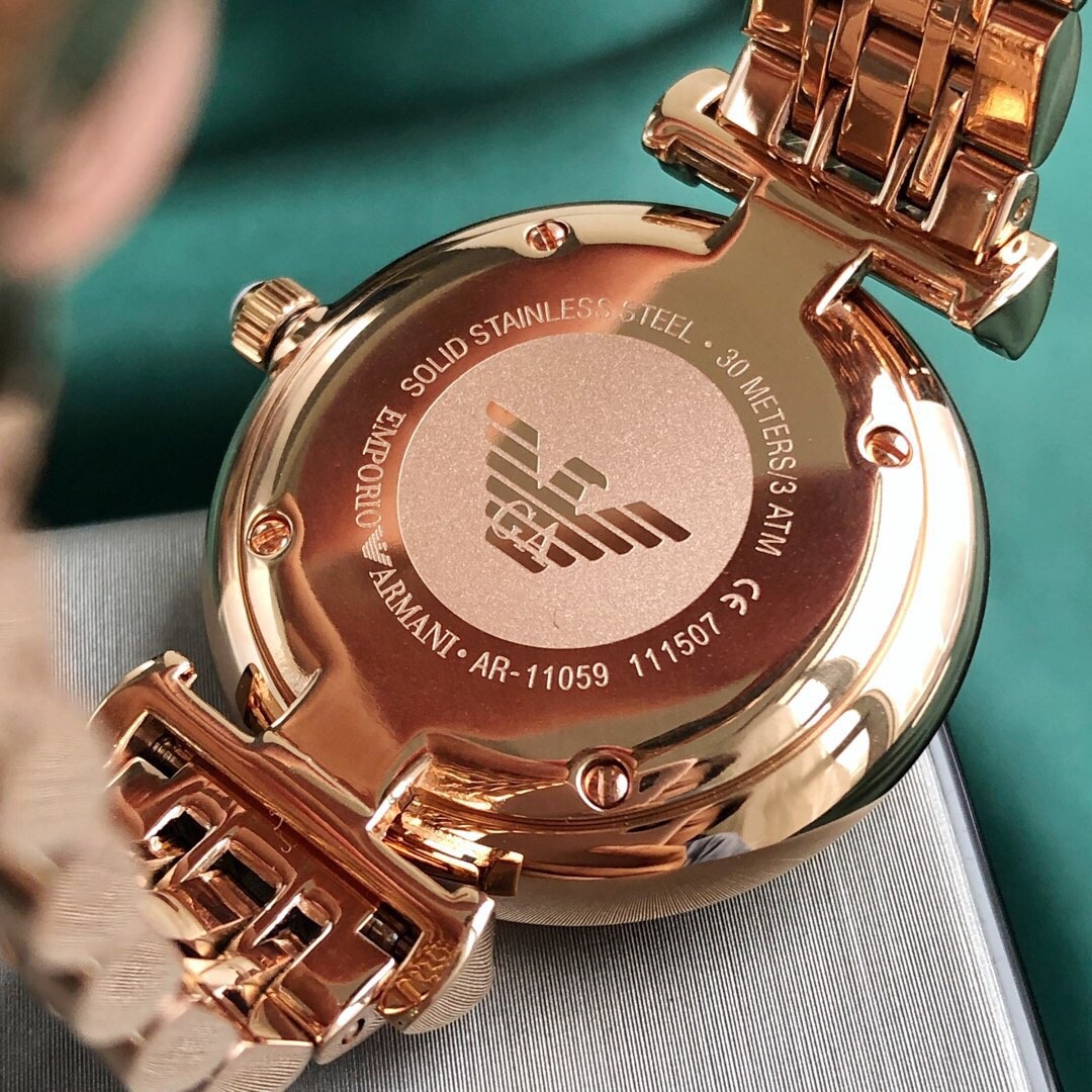 Armani Inspired Champagne Gold Women’s Watch Steel Bracelet Elegant Luxury Timepiece - Image 5