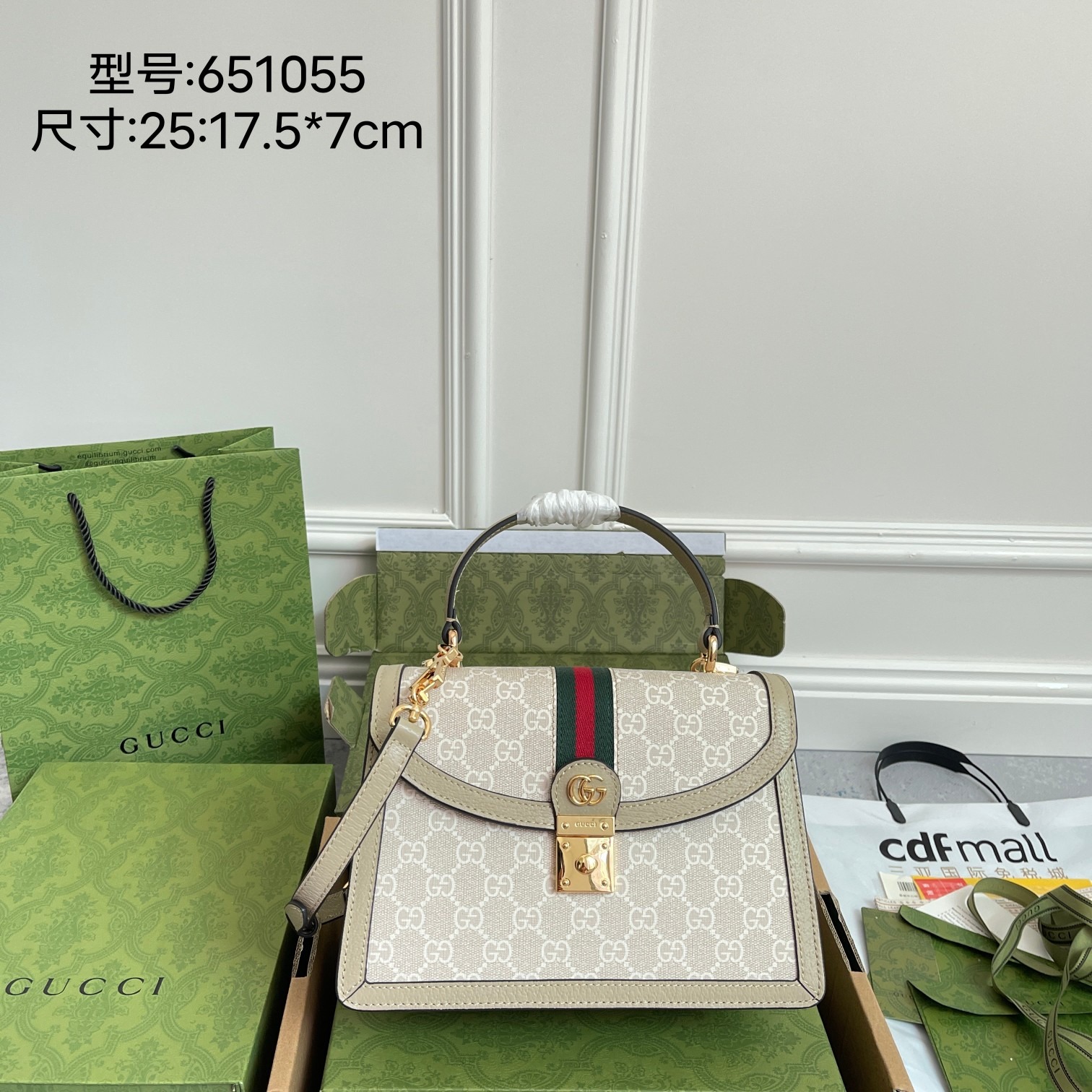 Gucci Style 651055 Oatmeal Color Premium Quality Handbag with Full Packaging