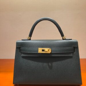 Mini Kelly II 20cm Pine Green Epsom Leather Handbag with Gold Hardware