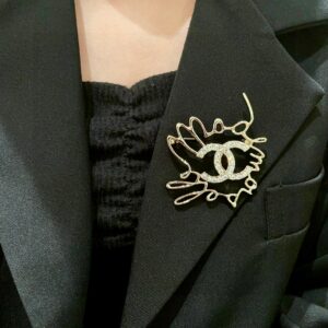 Chanel Double C Diamond Brooch Elegant Luxury CC Pin