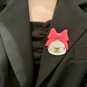 Chanel Bow Double C Brooch Elegant Ribbon CC Pin
