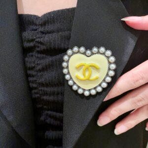 Chanel Heart Pearl Double C Brooch Elegant Luxury Accessory