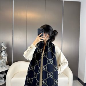 Classic Monogram Pattern Scarf Elegant Soft Shawl Premium Designer Style